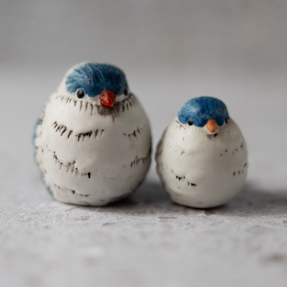 Pair of vintage porcelain ceramic bluebird blue bird figurines possibly Taiwan - Picture 2 of 9